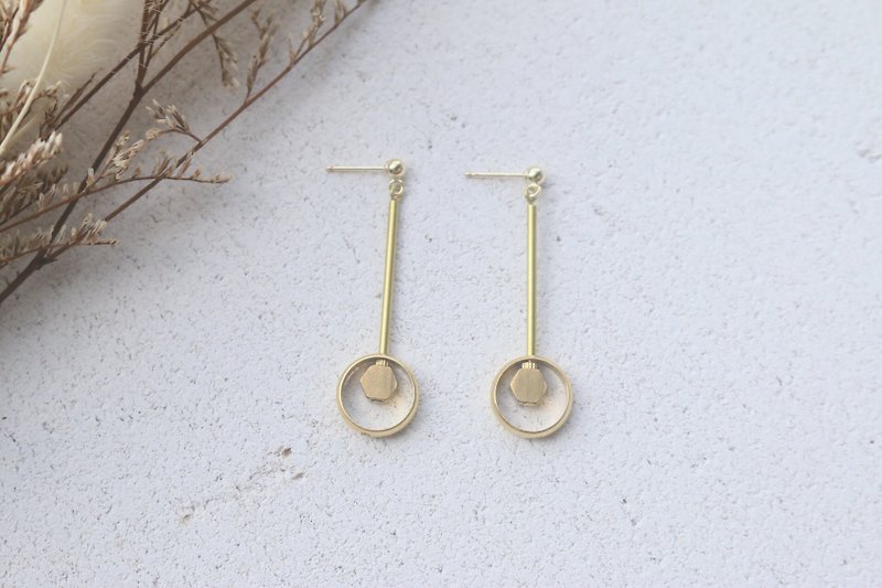 Brass earrings 1107 - good stick - ต่างหู - โลหะ สีทอง
