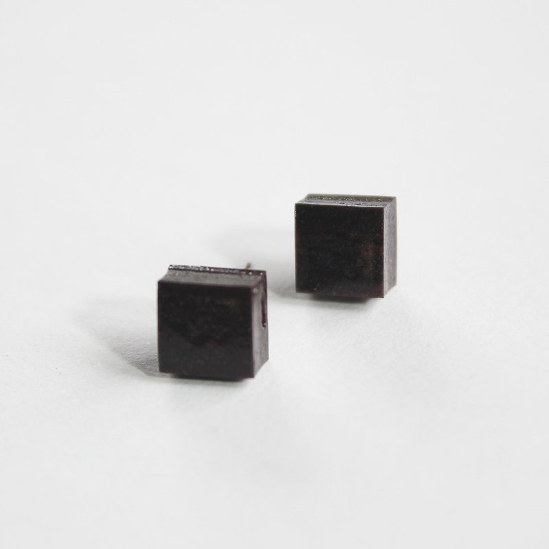 ▽ ▽ Yan Qi pharmacy ▽ square earrings square small earrings - Earrings & Clip-ons - Clay Black