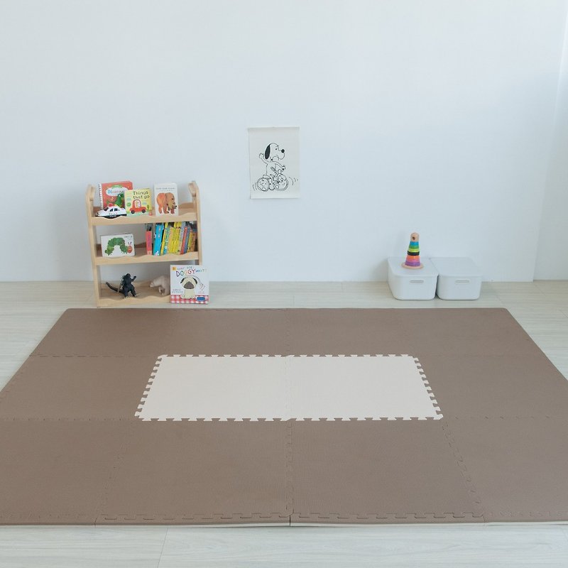 Macaron two-color floor mat bag set | thickness 2cm | cocoa & milk tea | 6 pieces into - Crawling Pads & Play Mats - Resin Brown