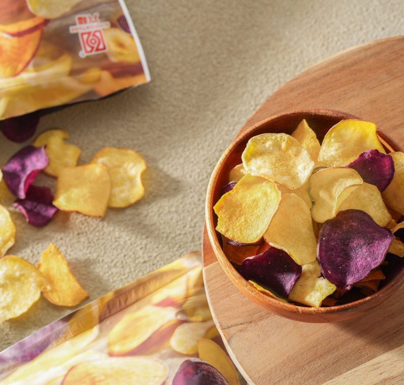 【Yongzhen】Slim Crispy Potatoes | Two-color sweet potato crisps and sweet potato crisp biscuit snacks - ขนมคบเคี้ยว - วัสดุอื่นๆ สีส้ม