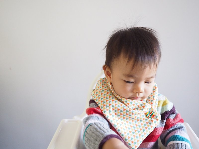 彩色三角圖案夾棉嬰兒小童保暖圍巾 - 絲巾 - 棉．麻 橘色