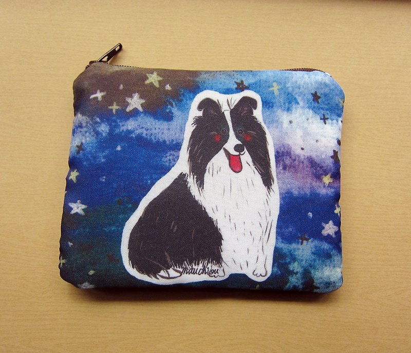 Customizable handwritten name Border Collie Border Collie Key Case Coin Purse Card Case - Coin Purses - Other Materials Multicolor