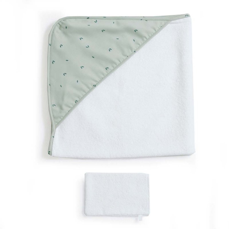 Gloop Cotton Hooded Bath Towel / Green Grass - Bibs - Cotton & Hemp Green