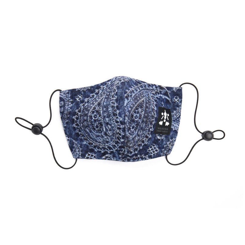 【時尚有型】 藍染工藝口罩 - 變形蟲 - 口罩/口罩收納套 - 棉．麻 藍色