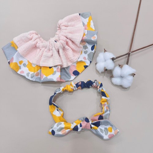LaFiFi樂霏菲手作嬰幼兒精品&ZAKKA 花兒轉轉 彌月禮盒 寶寶髮帶 寶寶圍兜 滿月禮 新生兒禮物