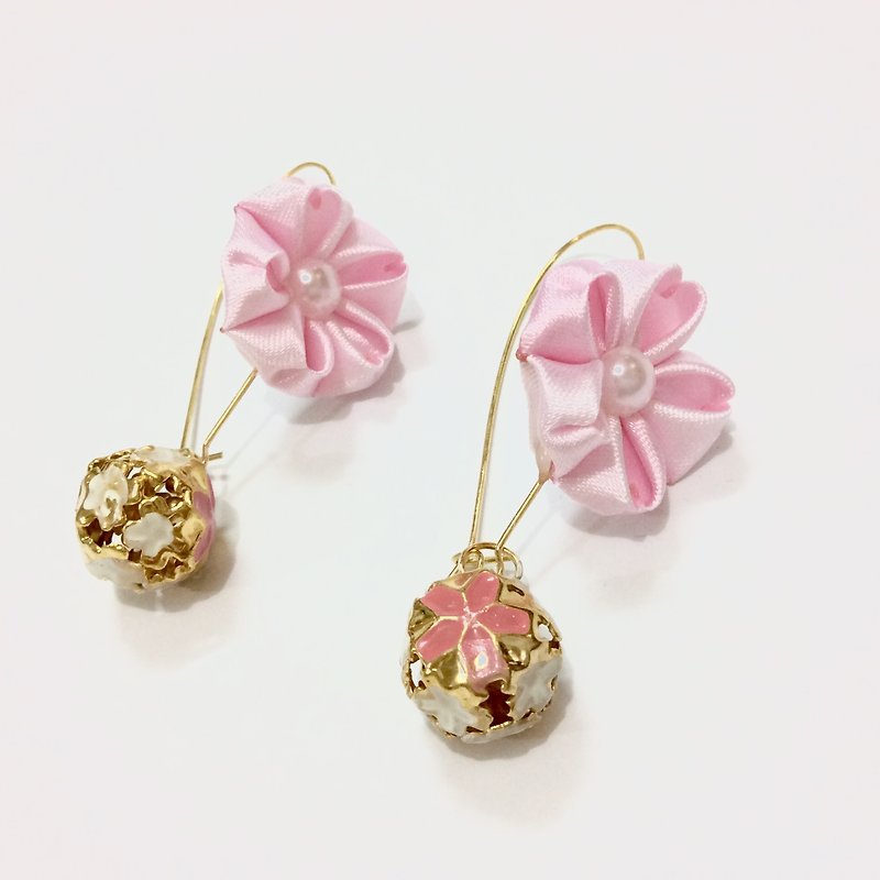 Pink Ribbon Sakura Earrings - Earrings & Clip-ons - Silk Pink
