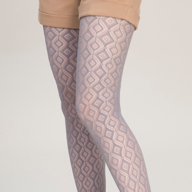 極細蕾絲編織造型網襪-菱格款 Y2K - 絲襪/襪褲 - 尼龍 多色