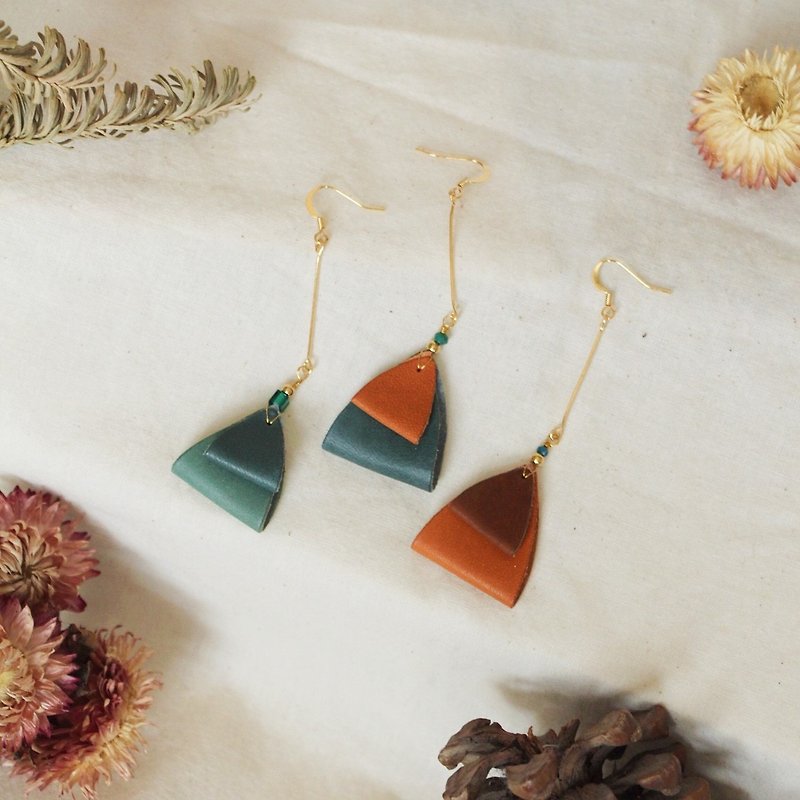 Febbi geometric cowhide earrings - Earrings & Clip-ons - Genuine Leather Multicolor