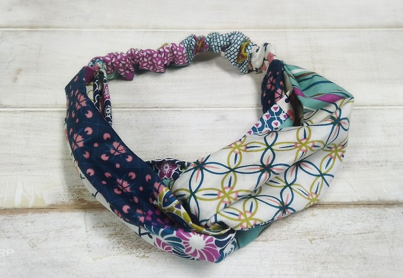Colorful pattern stitching double loop hair band - ที่คาดผม - ผ้าฝ้าย/ผ้าลินิน หลากหลายสี