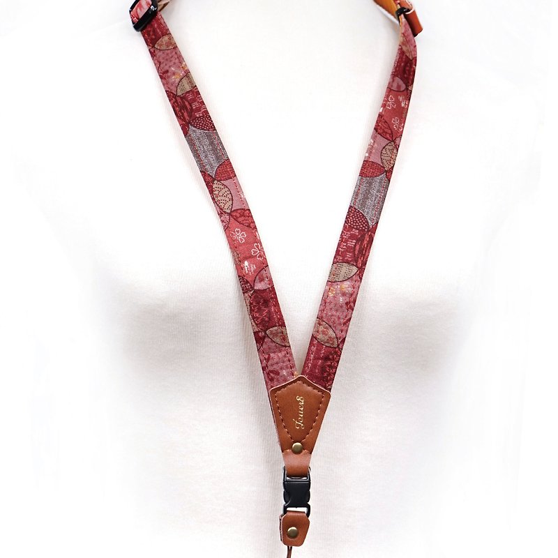 Mobile phone strap neck hanging - Japanese and Korean 暮 - Japanese yukata cloth - classical features - เชือก/สายคล้อง - ผ้าฝ้าย/ผ้าลินิน สีแดง
