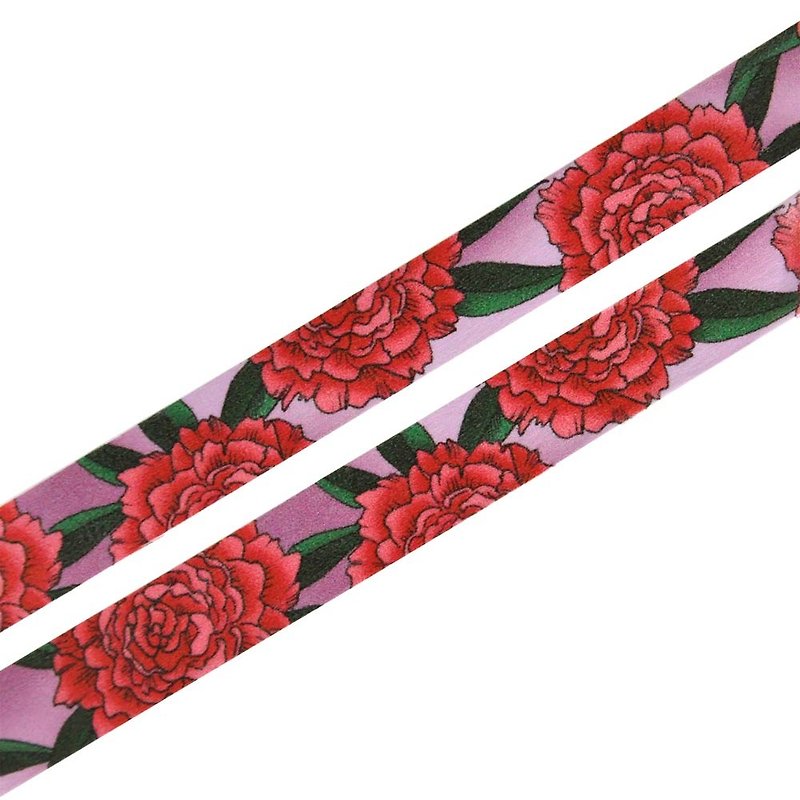 Blooming Peonies washi tape 15mmx10m - Hand drawn floral pattern - 紙膠帶 - 紙 紅色