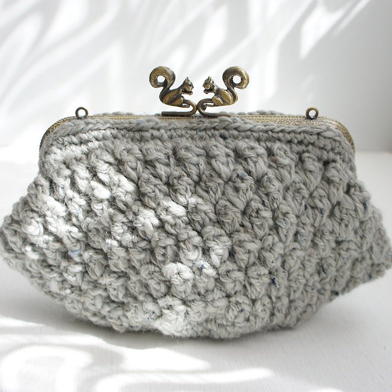 Ba-ba handmade ☆ popcorn crochet petit bag (No. C 864) - Handbags & Totes - Other Materials Gray