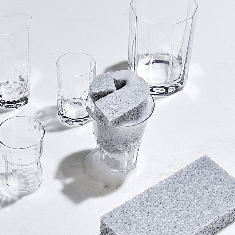 日本BIRDY 日製玻璃杯專用極細柔纖維海綿刷-3入 - 廚房清潔/洗潔精 - 海綿 灰色
