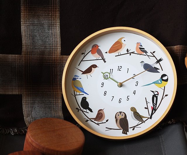 木の茎の鳥のささやき木の壁掛け時計 - ショップ Ritter Living Decor