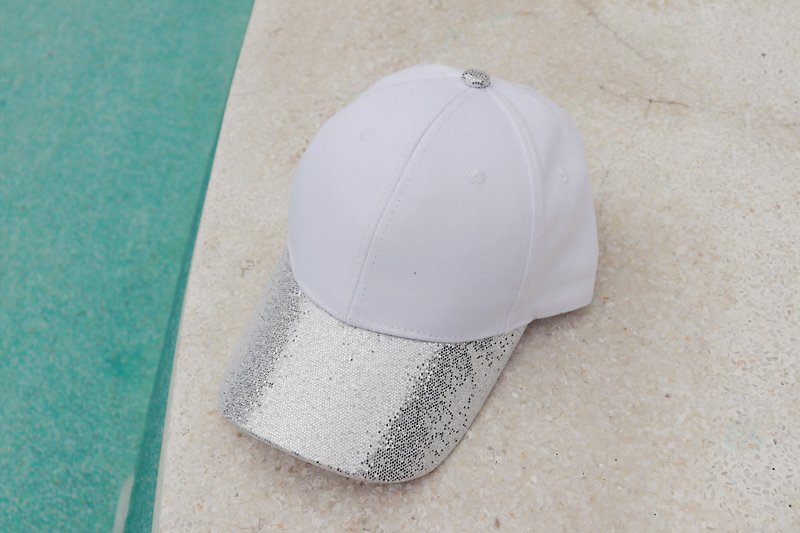 棉．麻 帽子 白色 - Customized Embroidered Cap  (Glitter White)