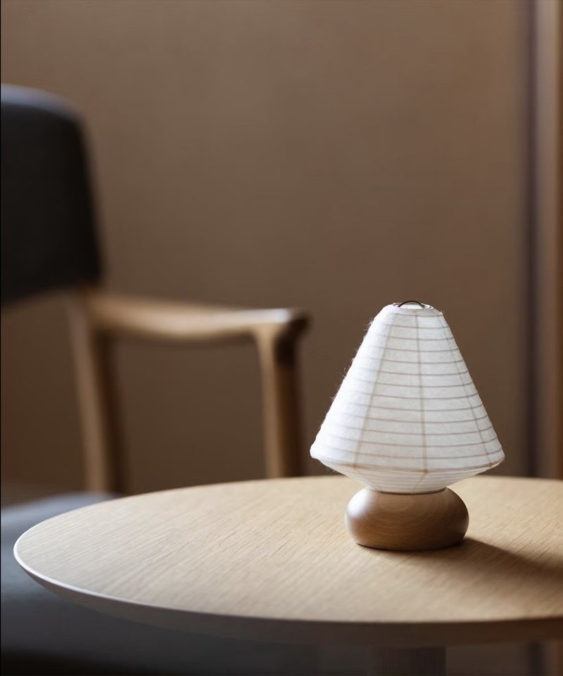 cocolan muji bean triangle Japanese wooden lighting table lamp night light atmosphere lamp exchange gift - โคมไฟ - ไม้ ขาว