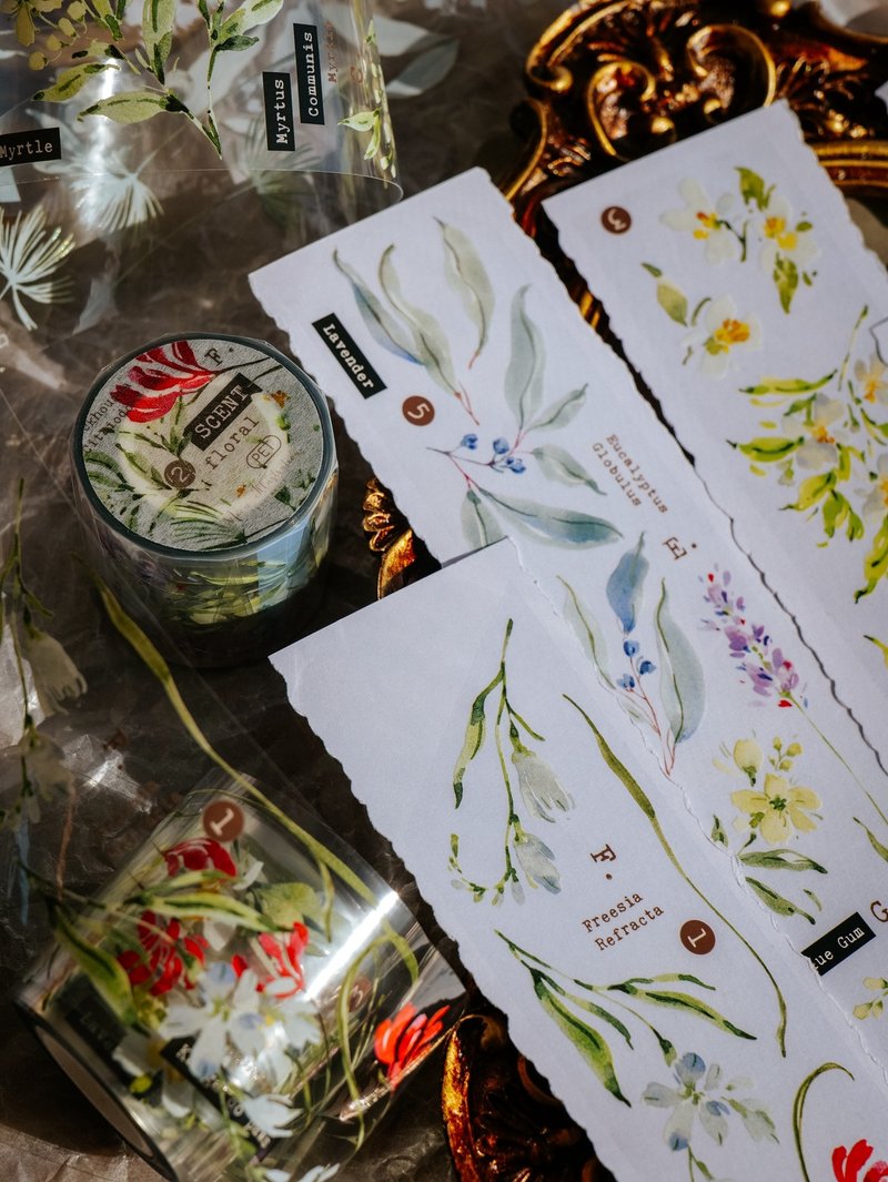 Aroma Research Institute. Flower glossy PET tape (special oil plus white ink including release paper) - Washi Tape - Other Materials 