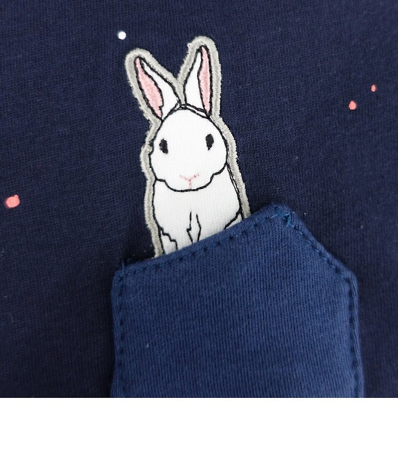Urb。隠れウサギ/ポケットドレス - ワンピース - コットン・麻 ブルー