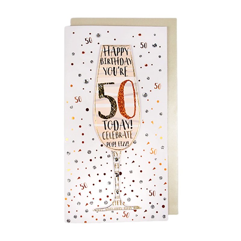 50歲-香檳鑽石慶賀【Ling Design-TP歲數卡片 生日祝福】 - 卡片/明信片 - 紙 多色
