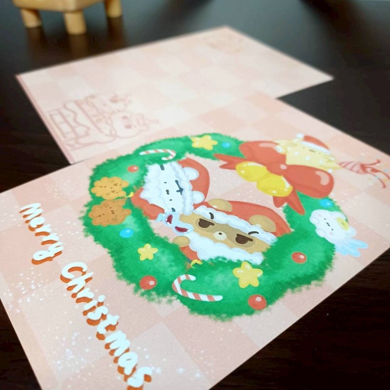 聖誕花圈 - 聖誕明信片 - 系列3 - 卡片/明信片 - 紙 紅色