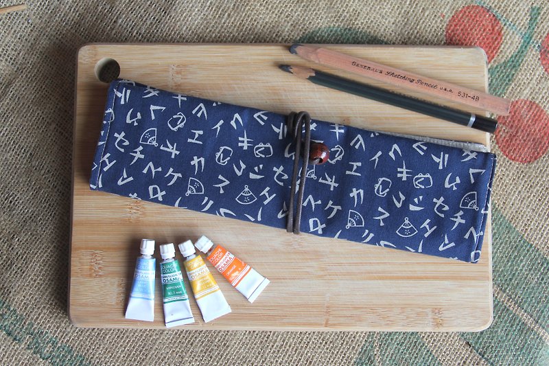 weimom's 日文字 - 筆袋、筷套、環保餐具袋、布捲 ● 台灣製造-手作良品 - 筷子/筷架 - 棉．麻 藍色