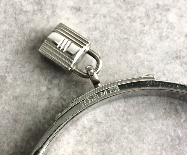 【HERMES】エルメス ケリーバングル　レザー　シルバー　ブレスレット　水色 エルメス ブレスレット ケリーバングル ブルーレザー ×シルバー