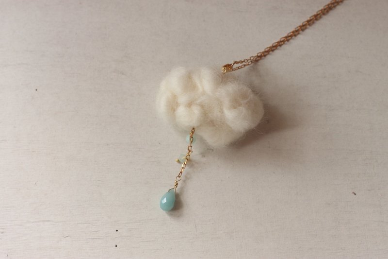 Amazon Stone Cloud Raindrop Necklace - Necklaces - Wool Green