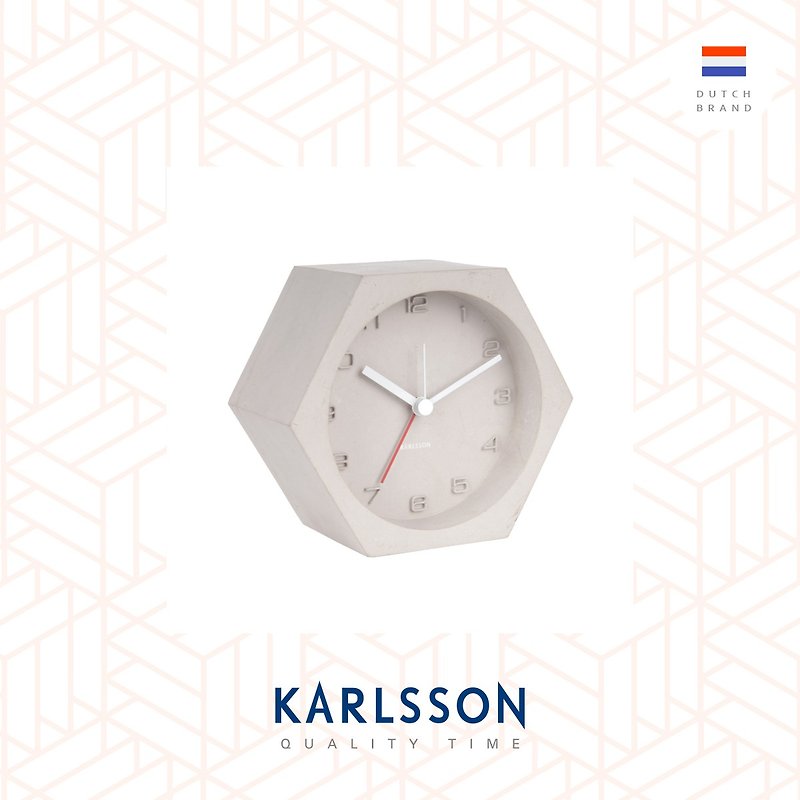 Karlsson 六角形水泥鬧鐘淺灰色, Design by Boxtel Buijs - 時鐘/鬧鐘 - 水泥 灰色