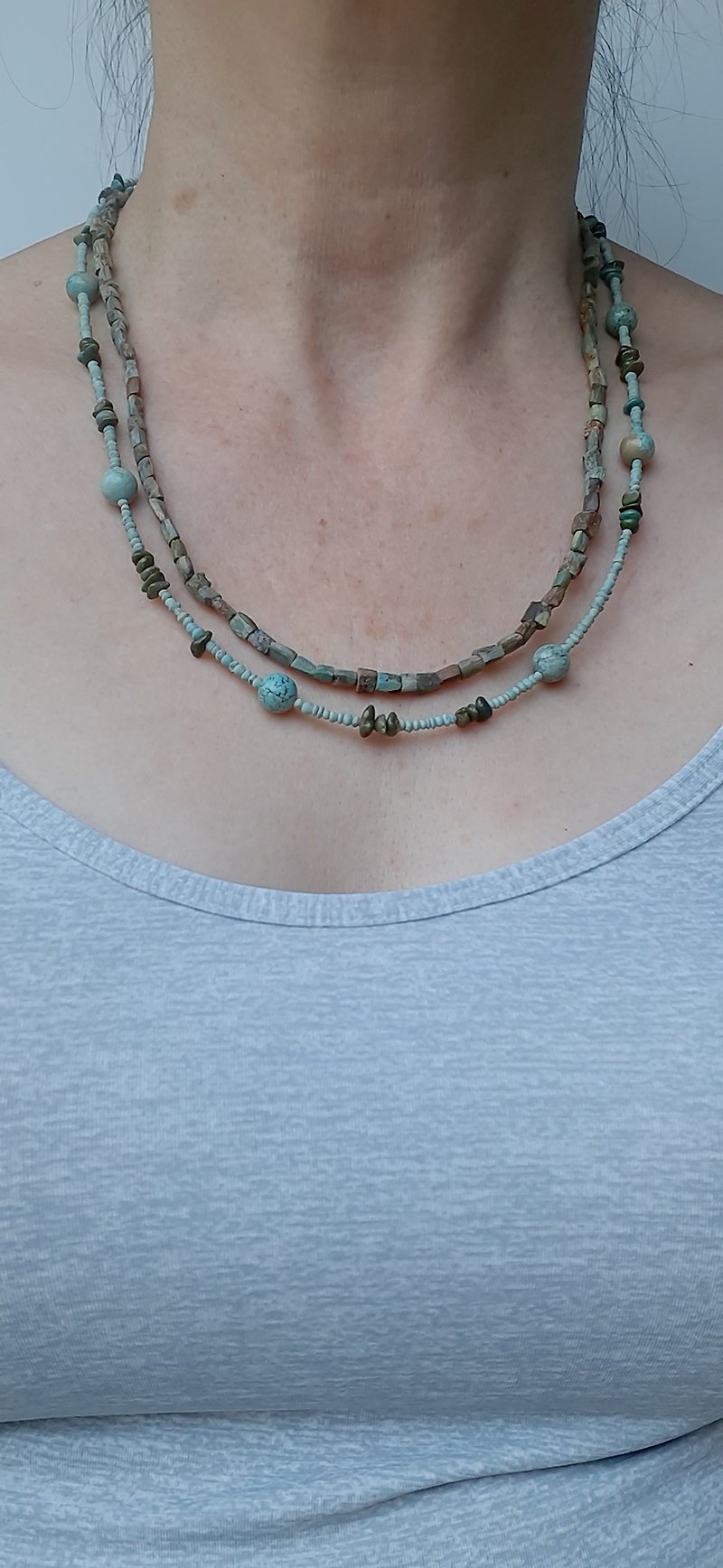 Handmade Turquoise Necklace - Necklaces - Stone Green