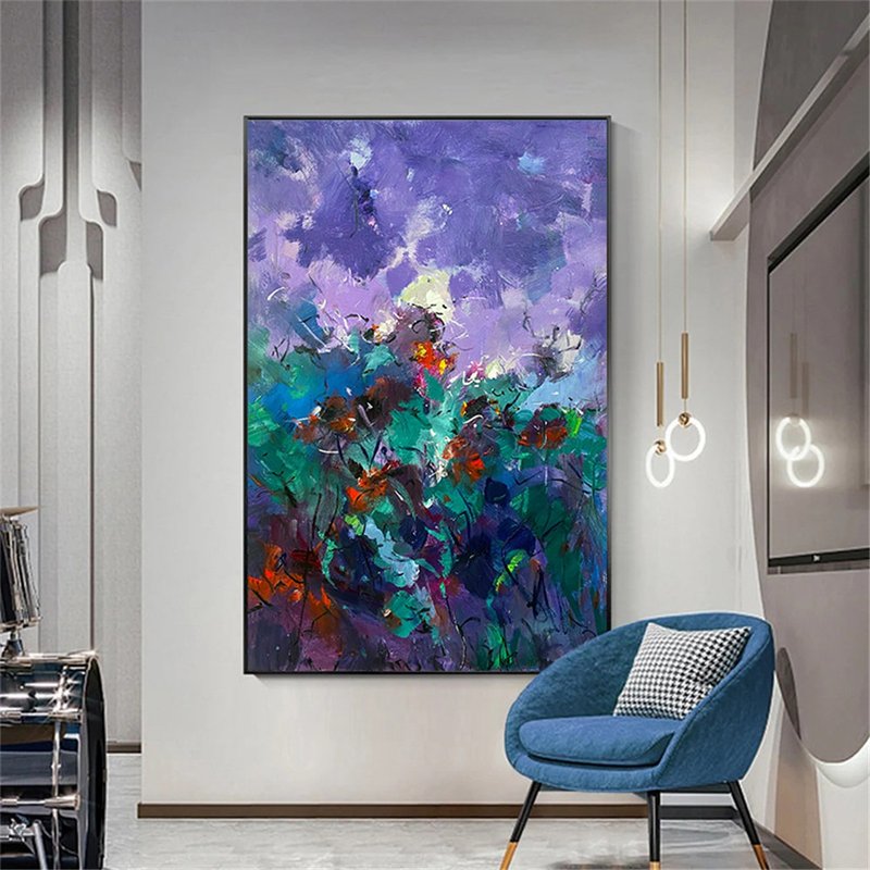 Handmade Abstract Painting Canvas Wall Art Picture for Living Room Decoration - โปสเตอร์ - ลินิน หลากหลายสี