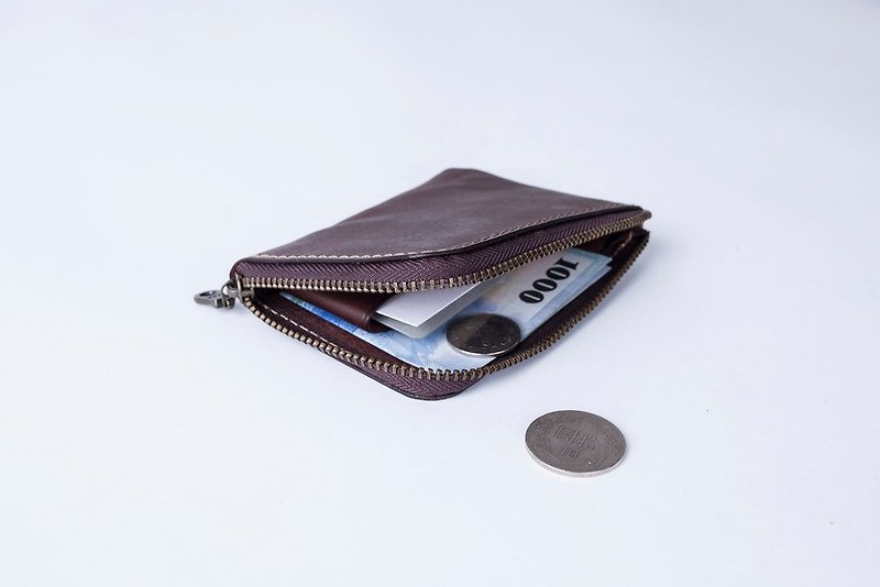 L-shaped key coin bag | leather custom | custom typing | wallet | genuine leather | gift - Coin Purses - Genuine Leather 