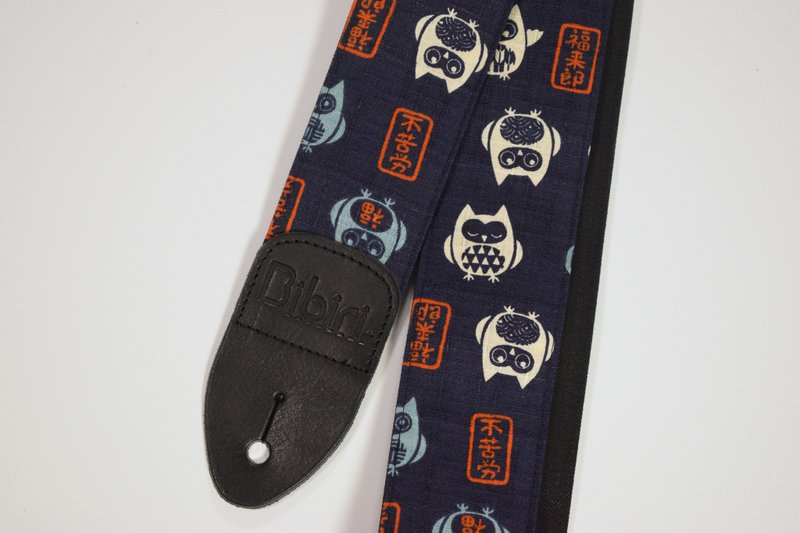日本帆布吉他背帶 貓頭鷹圖案   藍色 - 其他 - 棉．麻 黑色