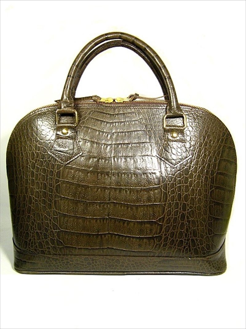 Crocodile stamped cowhide handbag