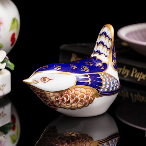 擎上閣裝飾藝術 英國製Royal Crown Derby 雀鳥 伊萬裡骨瓷紙鎮 歐式客廳擺飾