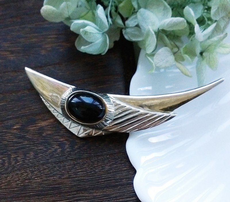 Vintage Jewelry 西洋古董飾品 ART DECO 前衛微笑 冷色調 別針 - 徽章/別針 - 其他金屬 金色