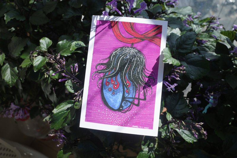 破繭的蝴蝶 原創馬克筆手繪插畫 明信片 148×100mm 1張 - 卡片/明信片 - 紙 多色