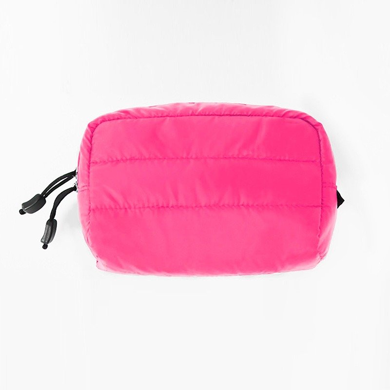 コスメティックバッグ（中央）。 ╳ブラックショッキングピンク - ポーチ - その他の素材 ピンク
