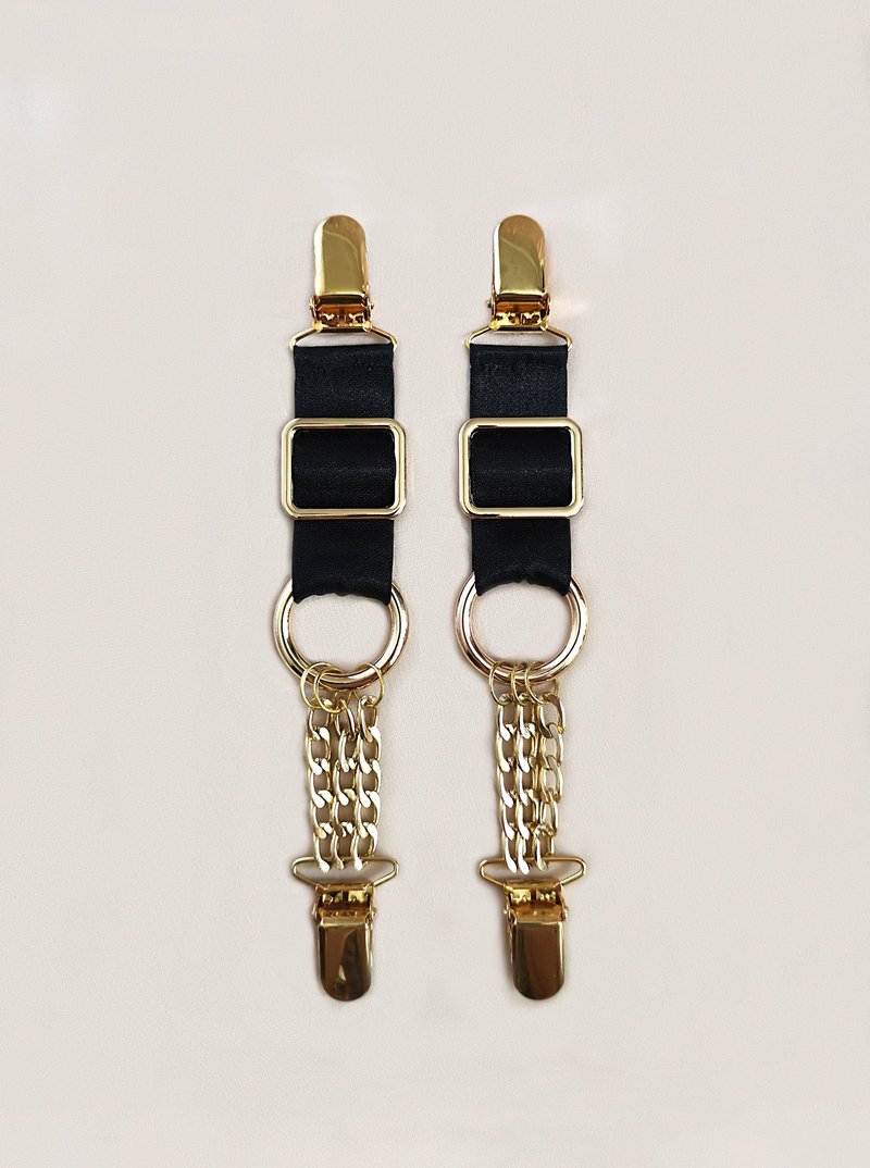 Suspender straps - Garter clips set - Stockings clips - Sexy chain jewelry - 其他 - 尼龍 黑色