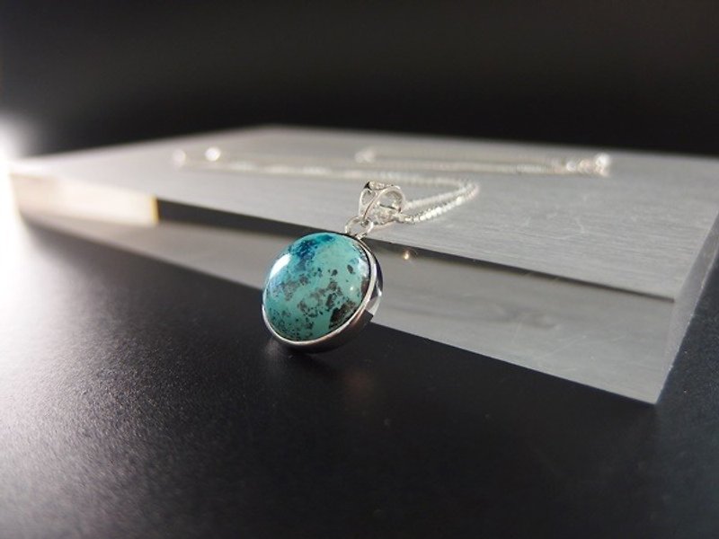 Silicon malachite / Phoenix Stone Silver Pendant Chrysocolla / Phoenix Stone Silver Pendant - Necklaces - Gemstone Blue