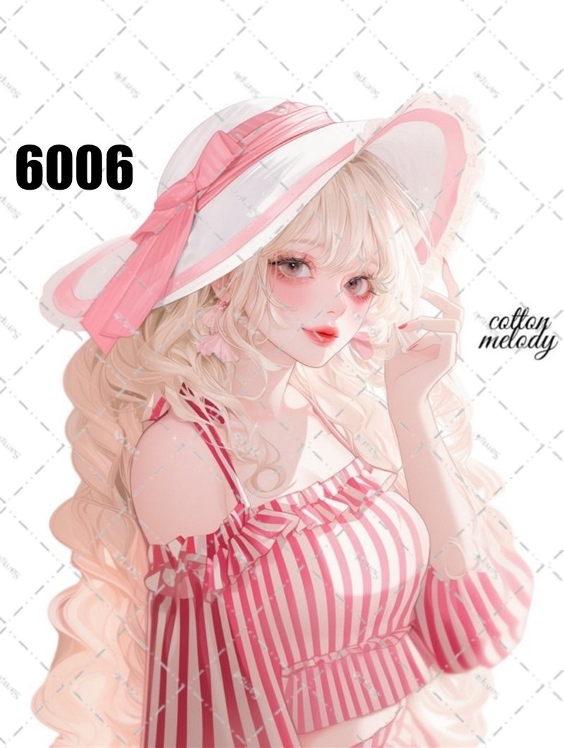 original sticker no.6006 人物ステッカー オリジナルステッカー 人物ステッカー 女の子ステッカー オリジナル人物ステッカー - 貼紙 - 紙 