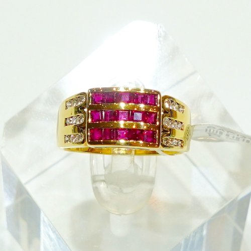 寶麗金珠寶 寶麗金珠寶-天然紅寶石真鑽黃K金戒指