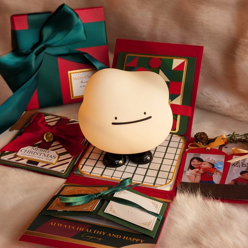 【聖誕紅機關禮物盒夜燈套組】手作禮物/驚喜相片機關卡片 - 卡片/明信片 - 紙 