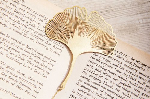 Valentine&amp;#39;s Day Gift Botanical French Metal Texture Glass Ball Bookmark Stationery-Ginkgo Dry Flower
