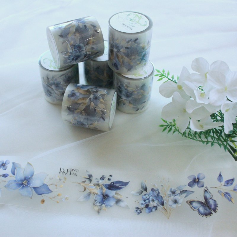 Masking tape_flower_Blue butterfly_1pattern - 貼紙 - 塑膠 