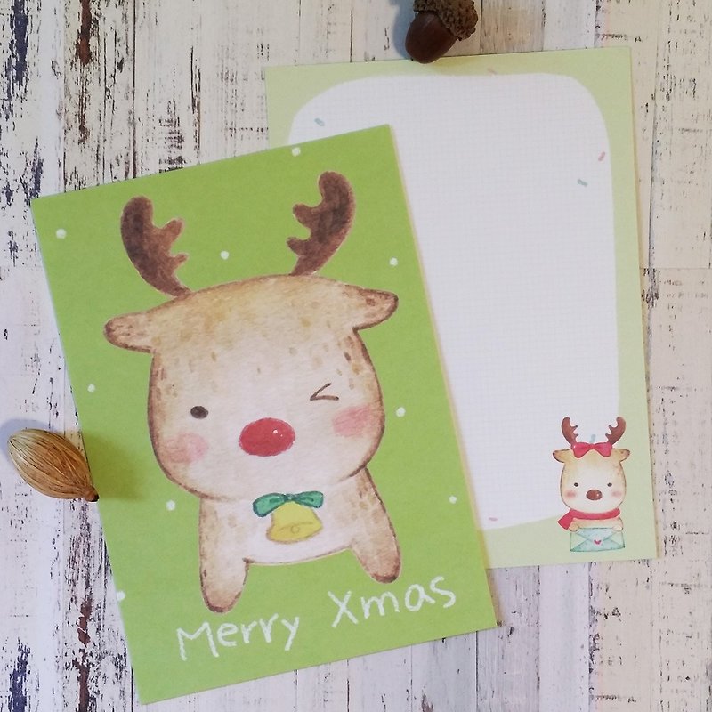 かわいいデミリトルトナカイクリスマスカードクリスマスカード - カード・はがき - 紙 レッド