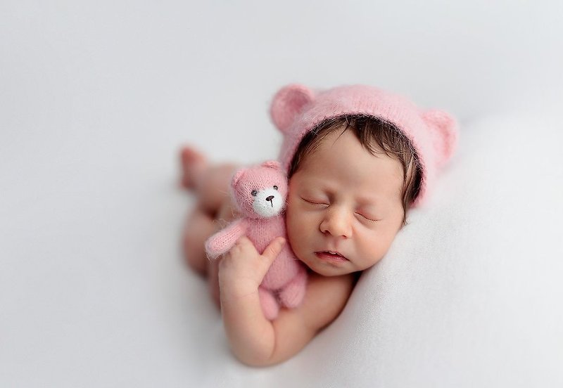 Newborn bear hat, Newborn bonnet, Bear photo props
