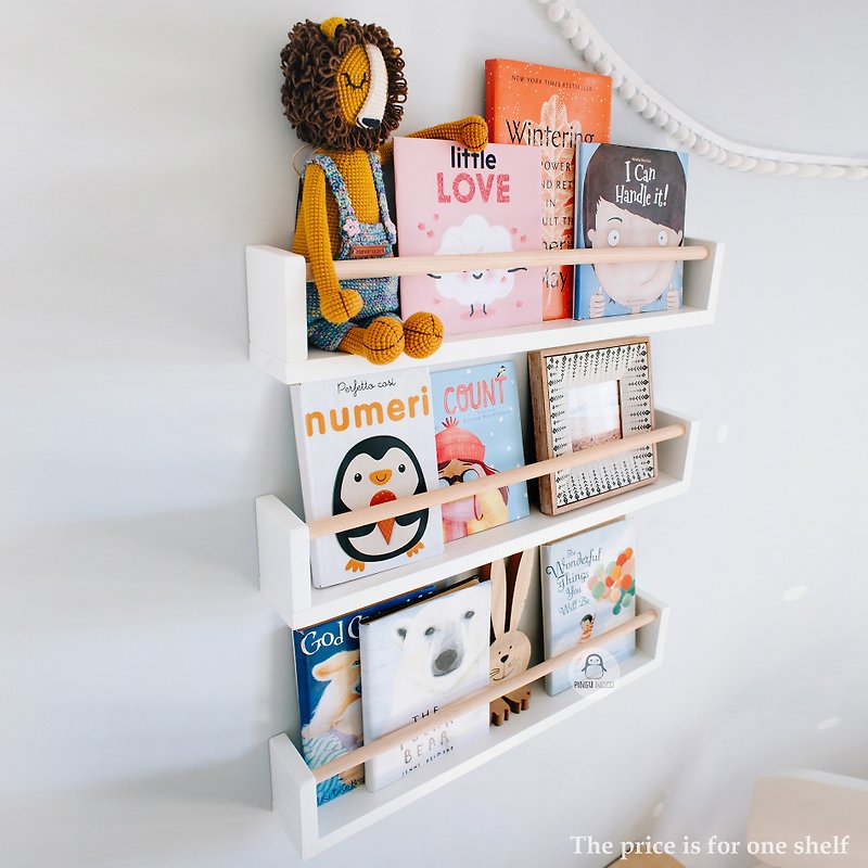 One Floating Kids Book Wall Shelf, Nursery Montessori Bookshelf, Book Rack - Kids' Furniture - Wood 