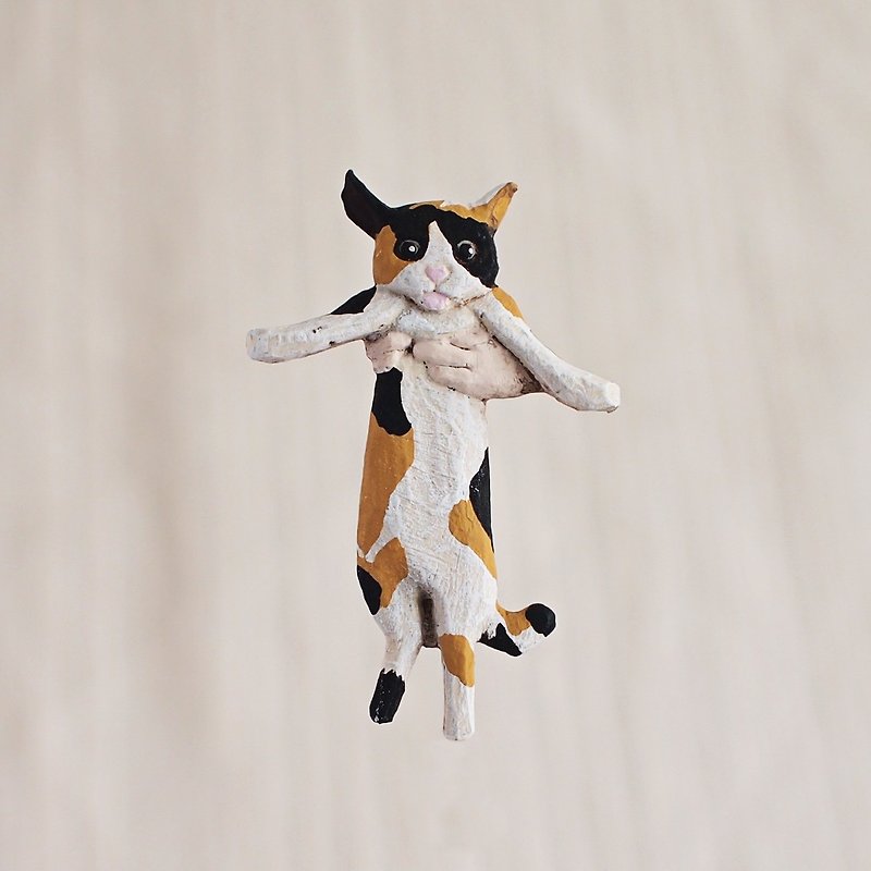 Pin resin brooch 　Cath the cat - Brooches - Plastic Orange