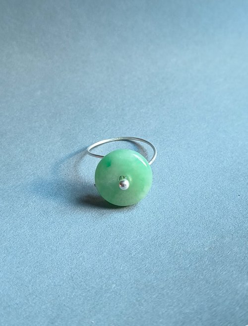 C.L Studio ore設計 天然緬甸平安扣翡翠13*4mm 銀戒指
