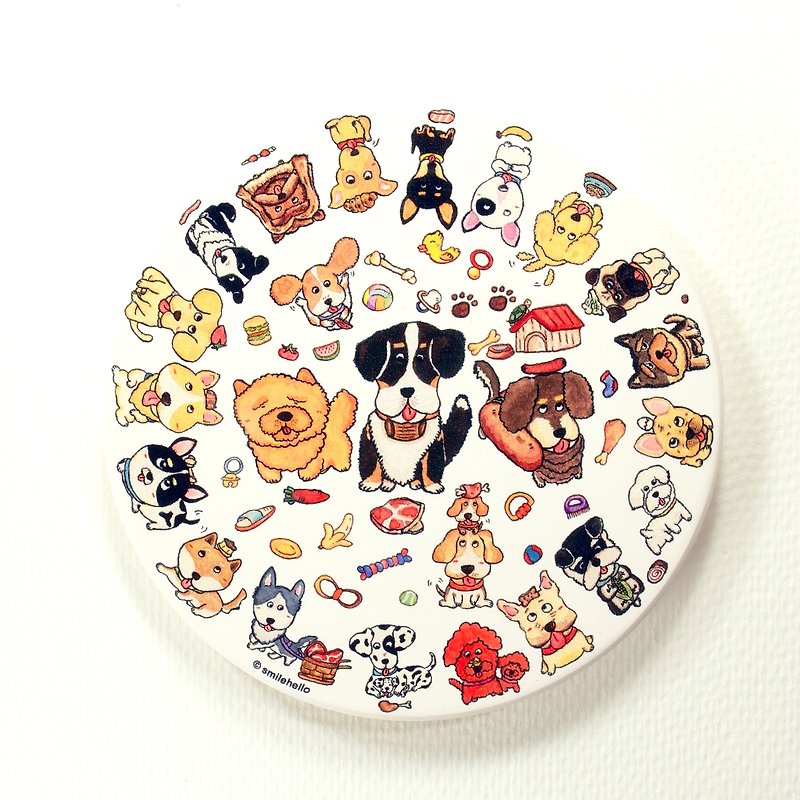 Hairy kids love to eat series / Smile Hello Smilehello Illustrator log ceramic absorbent coasters - Coasters - Pottery Multicolor